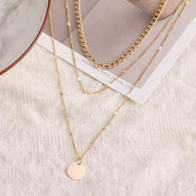 Load image into Gallery viewer, Three Layer Coin Pendant Alloy Chain Collarbone Chain Creative Retro Simple Gold Multi-layer Necklace Choker Women Jewelry
