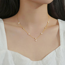 Load image into Gallery viewer, Silver Lucky Four Leaf Grass Necklace Women's Clavicle Chain Long Style Elegant Tassel Neck Chain Jewelry Accessories
