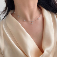 Load image into Gallery viewer, Silver Lucky Four Leaf Grass Necklace Women's Clavicle Chain Long Style Elegant Tassel Neck Chain Jewelry Accessories
