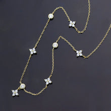 Load image into Gallery viewer, Silver Lucky Four Leaf Grass Necklace Women's Clavicle Chain Long Style Elegant Tassel Neck Chain Jewelry Accessories
