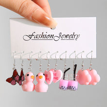 Load image into Gallery viewer, Cartoon Butterfly Cloud Little Duck Earrings Pendant Drop Glazed Mushroom Earrings Children's Cartoon Children's Fun Earrings
