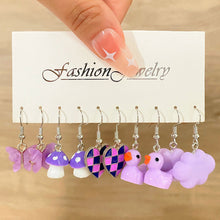 Load image into Gallery viewer, Cartoon Butterfly Cloud Little Duck Earrings Pendant Drop Glazed Mushroom Earrings Children's Cartoon Children's Fun Earrings
