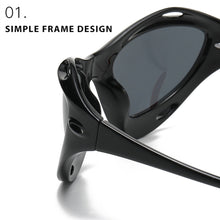 Load image into Gallery viewer, Large Frame Cat Eye Personality Hollowed Out Cycling Glasses Fashion Y2K Men Women Street Shot Sunglasses UV400 Driving Sports Fishing Protective Glasses
