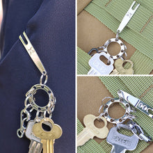 Load image into Gallery viewer, EDC Tactical Suspension Clip With Porous Compact UFO Extension Buckle Outdoor Multifunctional Mini Stainless Steel Quick-Hanging Keychain
