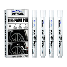 Load image into Gallery viewer, 4Pcs White Car Tire Paint Marker Pen Waterproof Marker Paint Cleaner Auto Rubber Tyre Paint Pen Metal Permanent For Car Grooming
