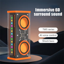 Load image into Gallery viewer, Transparent Mecha Bluetooth Speaker RGB Sound and Light Rhythm Subwoofer TWS Series Dual Speaker Smart Audio

