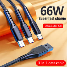 Load image into Gallery viewer, Three-In-One Charging Cable Three-Wire Car USB Android Head Data Cable One-To-Three Zinc Alloy Typec Fast Charging Cable
