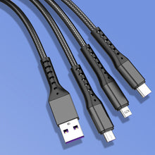 Load image into Gallery viewer, Three-In-One Charging Cable Three-Wire Car USB Android Head Data Cable One-To-Three Zinc Alloy Typec Fast Charging Cable
