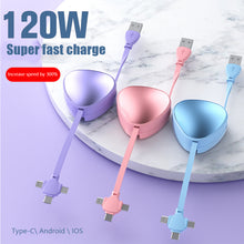 Load image into Gallery viewer, 120w Triangular Telescopic Three-In-One Charging Cable Suitable For Android Huawei Apple 6a Fast Charging Data Cable
