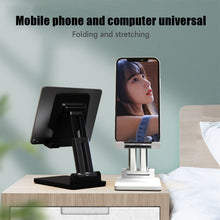 Load image into Gallery viewer, Folding Mobile Phone Tablet Bracket Liftable Lazy Double Rod Universal Live Mobile Phone Bracket
