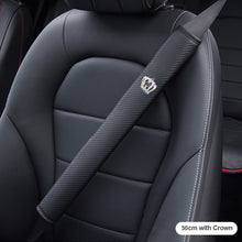 Load image into Gallery viewer, 30cm/50cm/75cm Carbon Fiber Leather Car Seat Belt Shoulder Cover Seat Belt Pad Car Styling Interior Seat Belt Cover Accessories with Crystal Crown

