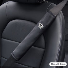 Load image into Gallery viewer, 30cm/50cm/75cm Carbon Fiber Leather Car Seat Belt Shoulder Cover Seat Belt Pad Car Styling Interior Seat Belt Cover Accessories with Crystal Crown

