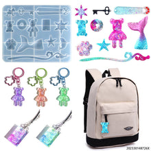 Load image into Gallery viewer, DIY Epoxy Resin Keychain Pendent Mold Bear Fishtail Hairpin Pendant Silicone Mold
