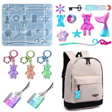 Load image into Gallery viewer, DIY Epoxy Resin Keychain Pendent Mold Bear Fishtail Hairpin Pendant Silicone Mold
