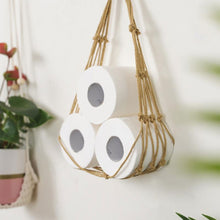 Load image into Gallery viewer, Hanging Cotton Towel Rope Holder Toilet Paper Magazine Books Home Hotel Storage Wall Mounted Pocket Rack Hook Bathroom Decor
