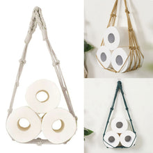 Load image into Gallery viewer, Hanging Cotton Towel Rope Holder Toilet Paper Magazine Books Home Hotel Storage Wall Mounted Pocket Rack Hook Bathroom Decor
