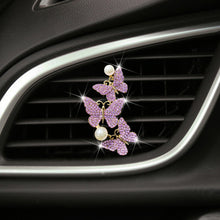 Load image into Gallery viewer, Car Air Freshener Perfume Diamond Outlet Clip Butterfly Three Beautiful Butterflies Conditioner Auto Interior Accessories Ornament
