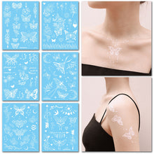 Load image into Gallery viewer, Mandala Waterproof and Sweat Resistant Tattoo Sticker with White Flower Finger Collarbone Glow Tattoo Sticker

