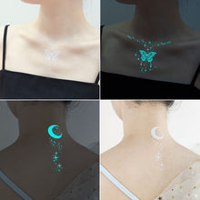 Load image into Gallery viewer, Mandala Waterproof and Sweat Resistant Tattoo Sticker with White Flower Finger Collarbone Glow Tattoo Sticker
