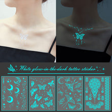 Load image into Gallery viewer, Mandala Waterproof and Sweat Resistant Tattoo Sticker with White Flower Finger Collarbone Glow Tattoo Sticker
