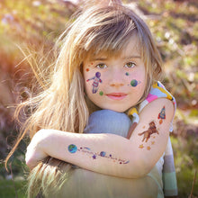 Load image into Gallery viewer, Waterproof Flashing Powder Tattoo Stickers for Children's Cartoon Fantasy Space Tattoo Stickers Creative Earth Tattoo Stickers
