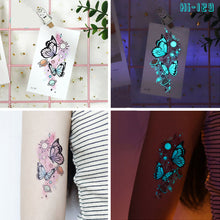 Load image into Gallery viewer, Blue Nightlight Tattoo Sticker Sexy Luminous Nightclub Music Festival Party Butterfly Women Men Tattoo Sticker Summer Body Decoration

