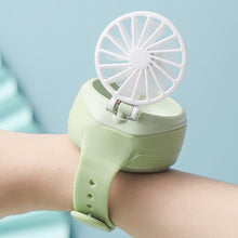 Load image into Gallery viewer, USB Rechargeable Portable Children's Wrist Watch Fan Folding Handheld Wristband Electric Fan with LED Light Summer Cooling Fan for Kids Gifts
