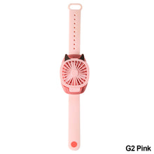 Load image into Gallery viewer, USB Rechargeable Portable Children's Wrist Watch Fan Folding Handheld Wristband Electric Fan with LED Light Summer Cooling Fan for Kids Gifts
