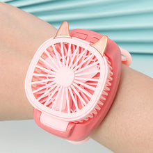 Load image into Gallery viewer, USB Rechargeable Portable Children's Wrist Watch Fan Folding Handheld Wristband Electric Fan with LED Light Summer Cooling Fan for Kids Gifts
