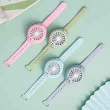Load image into Gallery viewer, USB Rechargeable Portable Children's Wrist Watch Fan Folding Handheld Wristband Electric Fan with LED Light Summer Cooling Fan for Kids Gifts
