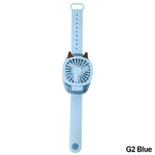 Load image into Gallery viewer, USB Rechargeable Portable Children's Wrist Watch Fan Folding Handheld Wristband Electric Fan with LED Light Summer Cooling Fan for Kids Gifts
