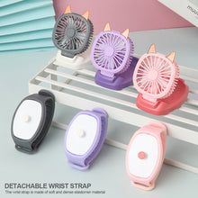 Load image into Gallery viewer, USB Rechargeable Portable Children's Wrist Watch Fan Folding Handheld Wristband Electric Fan with LED Light Summer Cooling Fan for Kids Gifts
