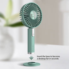 Load image into Gallery viewer, Portable Handheld Fan USB Rechargeable Summer Hand Hold Fan with Base Outdoor Travel Fan Students Office Table Fan
