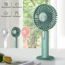 Load image into Gallery viewer, Portable Handheld Fan USB Rechargeable Summer Hand Hold Fan with Base Outdoor Travel Fan Students Office Table Fan
