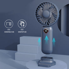 Load image into Gallery viewer, Digital USB Rechargeable Fan Portable Handheld Mini Fan Office Desktop Multifunctional Electric Fan with Base
