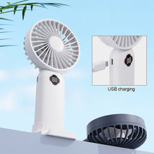 Load image into Gallery viewer, Digital USB Rechargeable Fan Portable Handheld Mini Fan Office Desktop Multifunctional Electric Fan with Base

