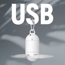 Load image into Gallery viewer, Silent 5 Leaves USB Rechargeable Canopy Ceiling Fan with Remote Control Portable Hanging Fan for Camping Bed Dormitory Tent Fan

