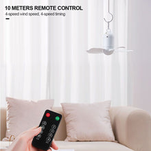 Load image into Gallery viewer, Silent 5 Leaves USB Rechargeable Canopy Ceiling Fan with Remote Control Portable Hanging Fan for Camping Bed Dormitory Tent Fan
