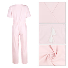 Load image into Gallery viewer, Women Girdle The waist Jumpsuits Cold Shoulder Wide Leg Jumpsuit V Neck Sexy Jumpsuit
