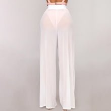 Load image into Gallery viewer, Women Boho Wide Leg High Waist See Through Trousers Beach Long Loose Mesh Sheer Pants
