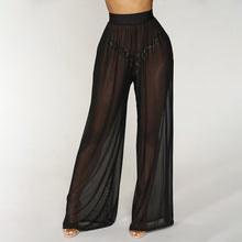 Load image into Gallery viewer, Women Boho Wide Leg High Waist See Through Trousers Beach Long Loose Mesh Sheer Pants
