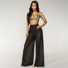 Load image into Gallery viewer, Women Boho Wide Leg High Waist See Through Trousers Beach Long Loose Mesh Sheer Pants
