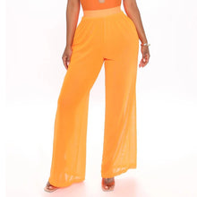 Load image into Gallery viewer, Women Boho Wide Leg High Waist See Through Trousers Beach Long Loose Mesh Sheer Pants
