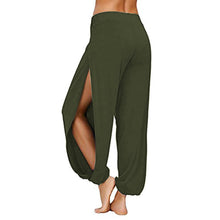 Load image into Gallery viewer, Women Fashion Yoga Pants High Waisted Slit Wide Leg Haren Pants Gym Leggings Casual Solid Hollow Workout Trousers
