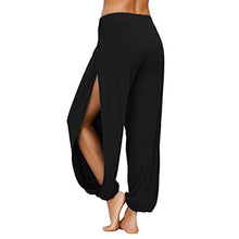 Load image into Gallery viewer, Women Fashion Yoga Pants High Waisted Slit Wide Leg Haren Pants Gym Leggings Casual Solid Hollow Workout Trousers
