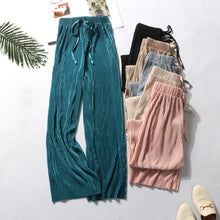 Load image into Gallery viewer, Women's Pleated Loose Ice Silk Casual Cropped Pants Wide Leg Trouse Dance Pants
