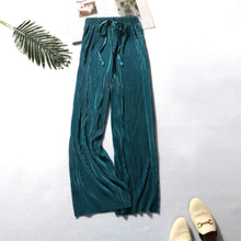 Load image into Gallery viewer, Women's Pleated Loose Ice Silk Casual Cropped Pants Wide Leg Trouse Dance Pants
