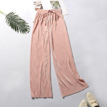 Load image into Gallery viewer, Women's Pleated Loose Ice Silk Casual Cropped Pants Wide Leg Trouse Dance Pants
