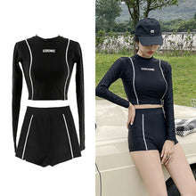 Load image into Gallery viewer, Separate High Waist Conservative Swimsuit Set Group Boxer Trunks Long Sleeves Sunscreen Belly Cover Slimming Professional Swimsuit Yoga Outdoor Beach Water Park Swimming Equipment
