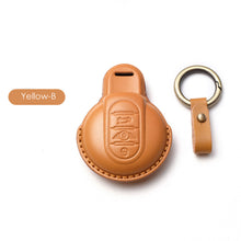 Load image into Gallery viewer, Imported Cow Leather Car Key Case Cover for BMW MINI COOPER S ONE JCW F54 F55 F56 F57 F60 CLUBMAN COUNTRYMAN Remote Fob Holder Shell Keychain
